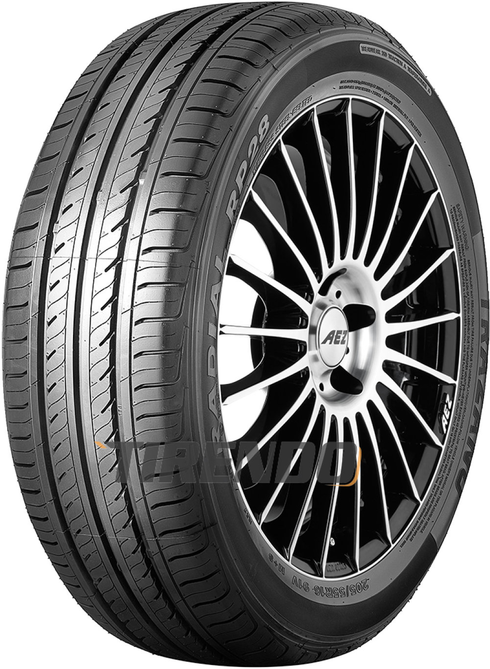 لاستیک ترازانو مدل RP28 سایز 195/60R14 چهار فصل با طراحی آج متقارن